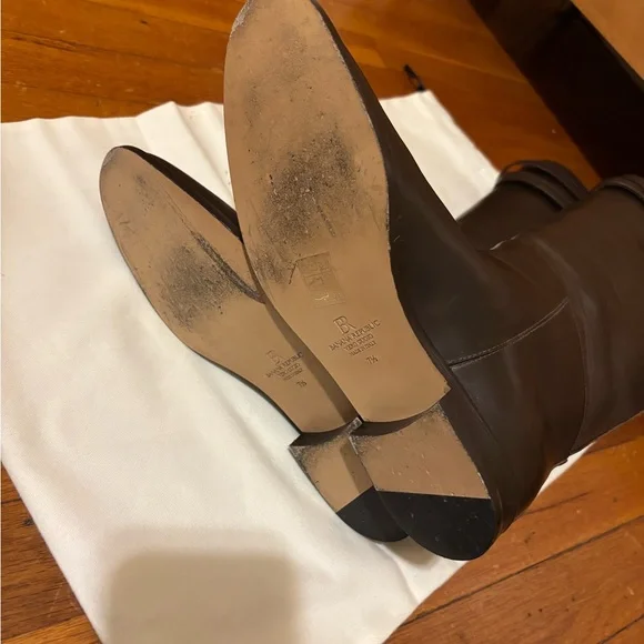 EUC BANANA REPUBLIC Brown Leather Riding Boots with Gold Buckle - Picture 5 of 8
